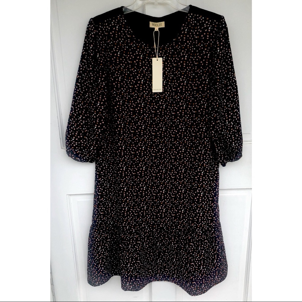 Roolee NWT Ditsy Floral Print Long Sleeve Ruffle Midi Dress | Size S